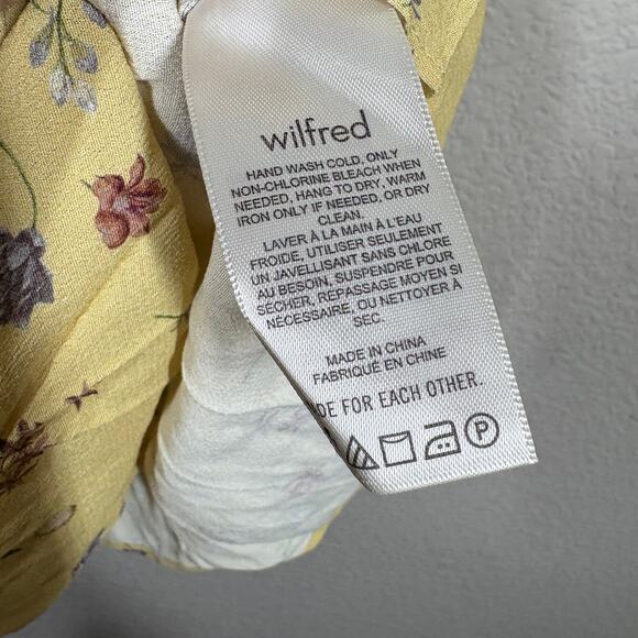 Wilfred 0 Mini Shift Dress Spring Medley Yellow Floral Tie Front Milk Maid - Picture 9 of 10